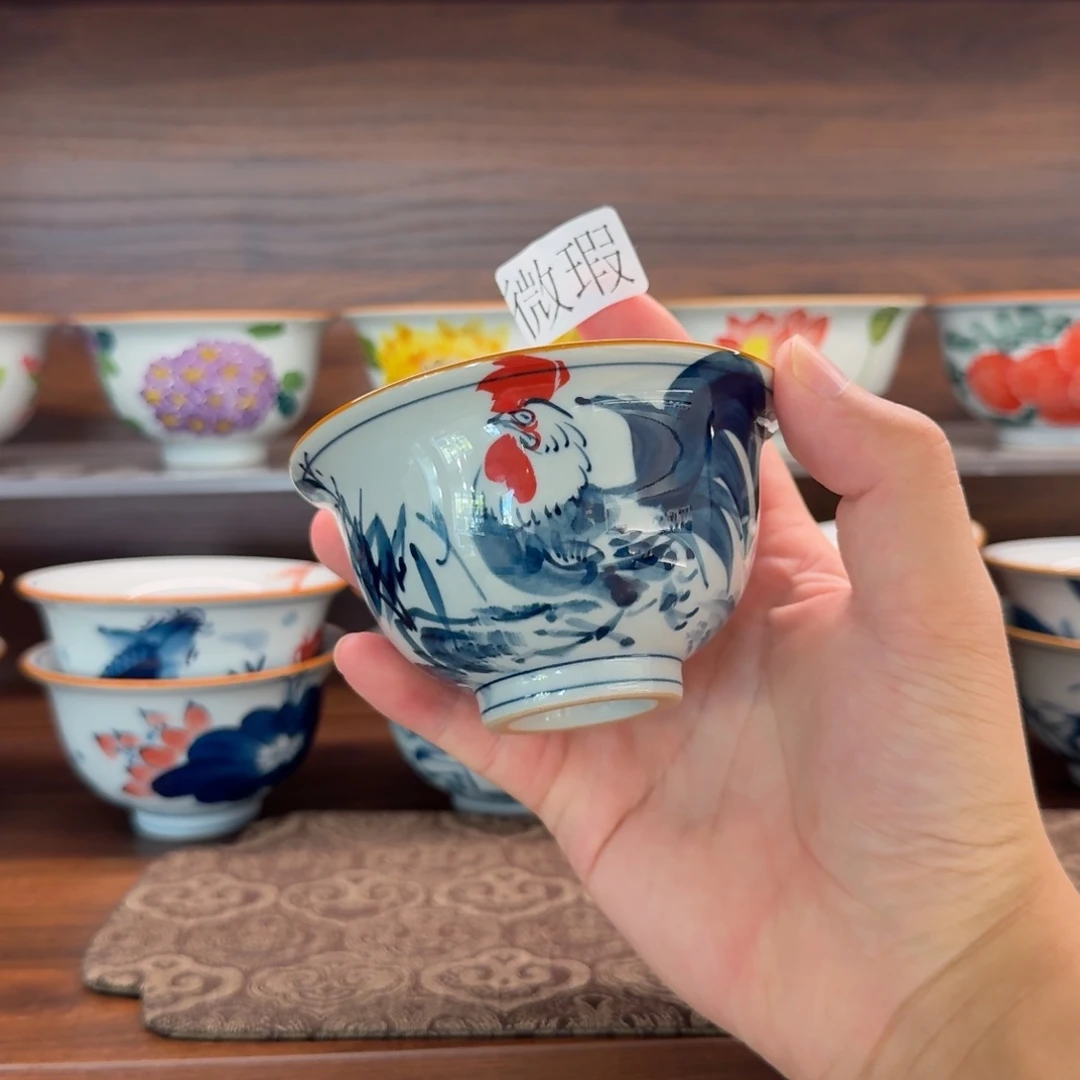 釉下手绘茶具微瑕
