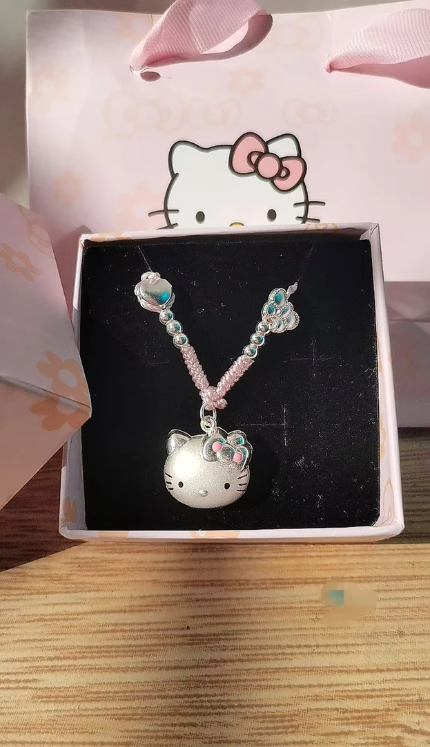 吊坠足银 彩色凯蒂猫足银999kt彩色七夕女友礼物编织甜美百搭