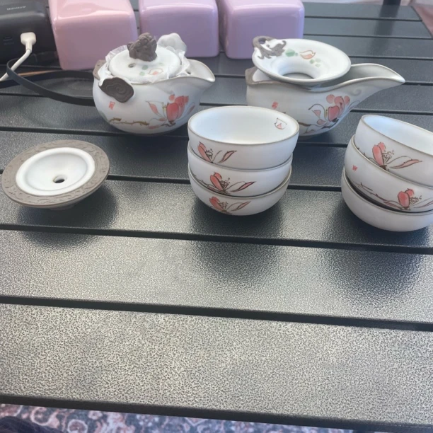 汝窑手绘茶具一套小狮子