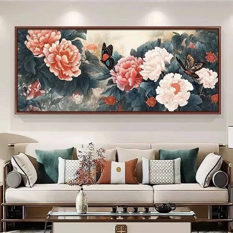 2.9米大格纯手工绣好的十字绣成品水墨版醉倾城蝴蝶大牡丹