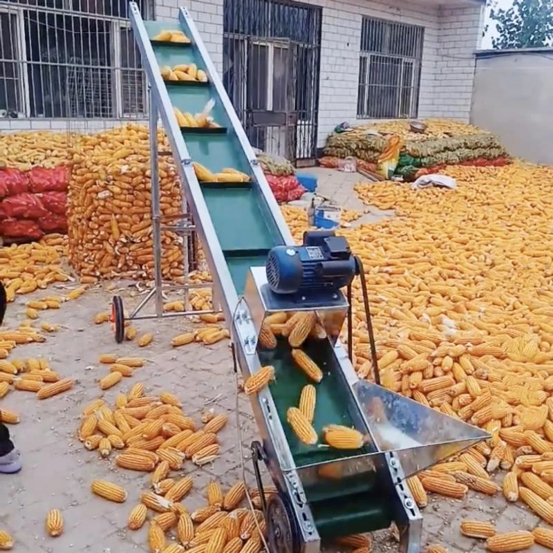 】双链条玉米棒子输送机传送带漏粒籽漏杂质输送带家用玉米上棒机
