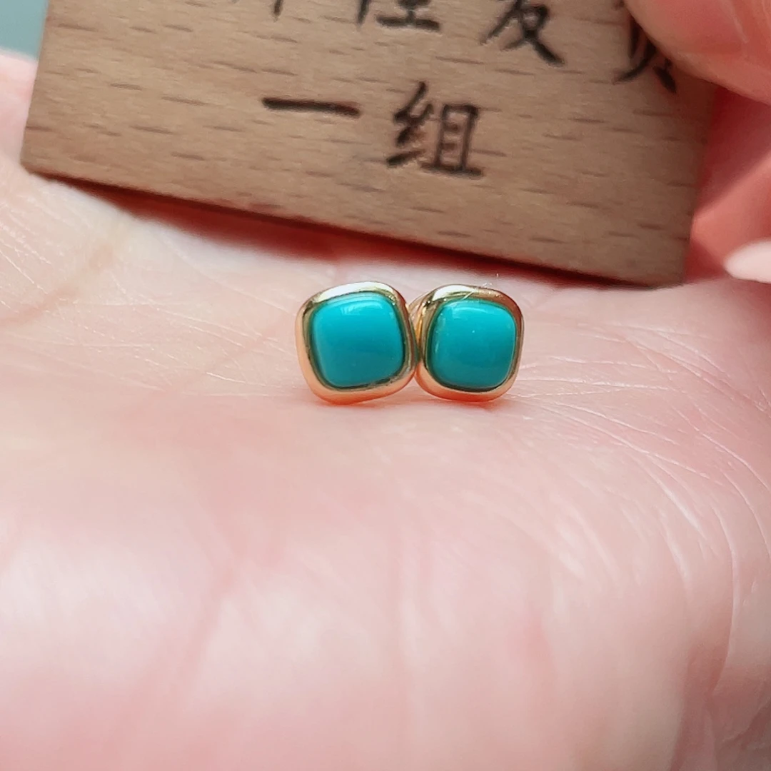 银S925镶嵌绿松石耳饰