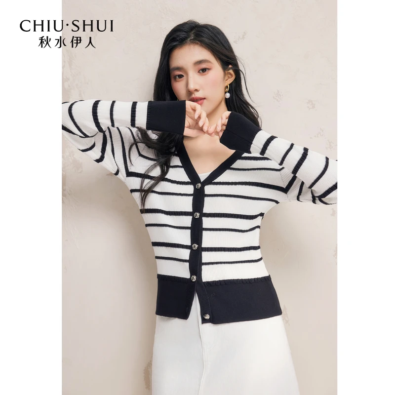 【艾美专属】秋水伊人针织衫合身V领简约通勤上衣625101E100314