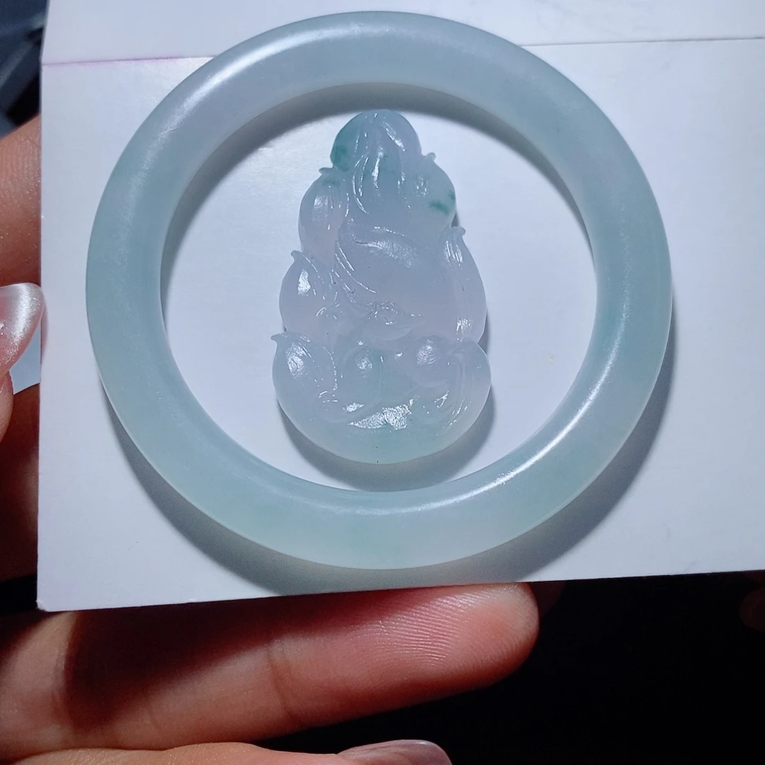 定制翡翠未镶嵌翡翠一套包编绳