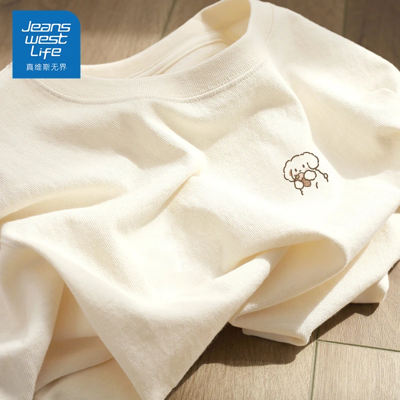 真维斯无界纯棉长袖女款爆款2025新款多巴胺服装女慵懒风早秋穿搭