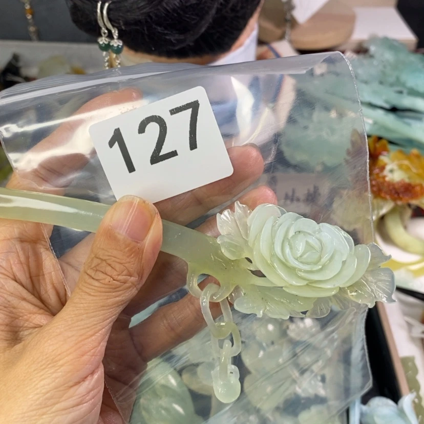 【闪购商品】岫玉发饰未镶嵌溶****星