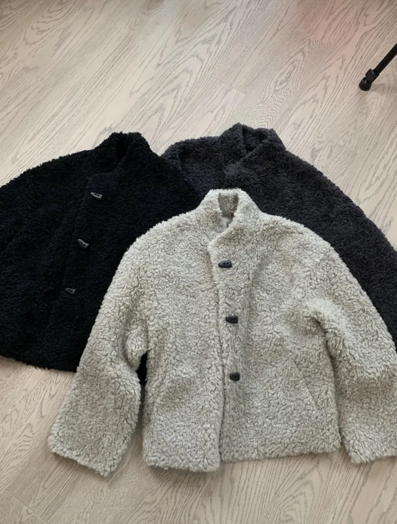 羊羔毛立领单排扣羊剪绒大衣女冬季百搭新款羊毛外套韩系厚-2511