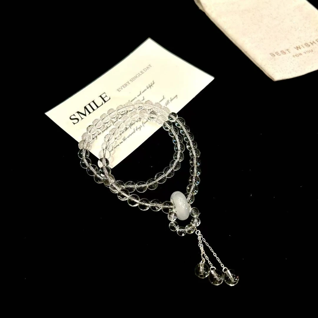 YIMI 天然水晶白水晶双圈手链x655（6毫米）