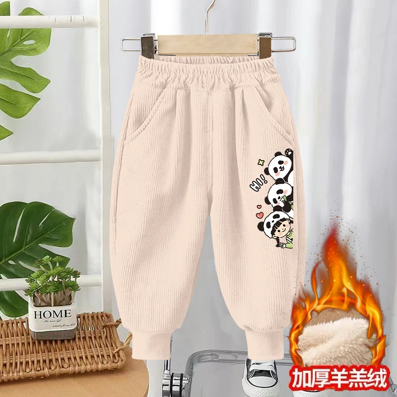 儿童秋冬新款加厚保暖自热灯芯绒裤子中大童百搭休闲束脚裤童装