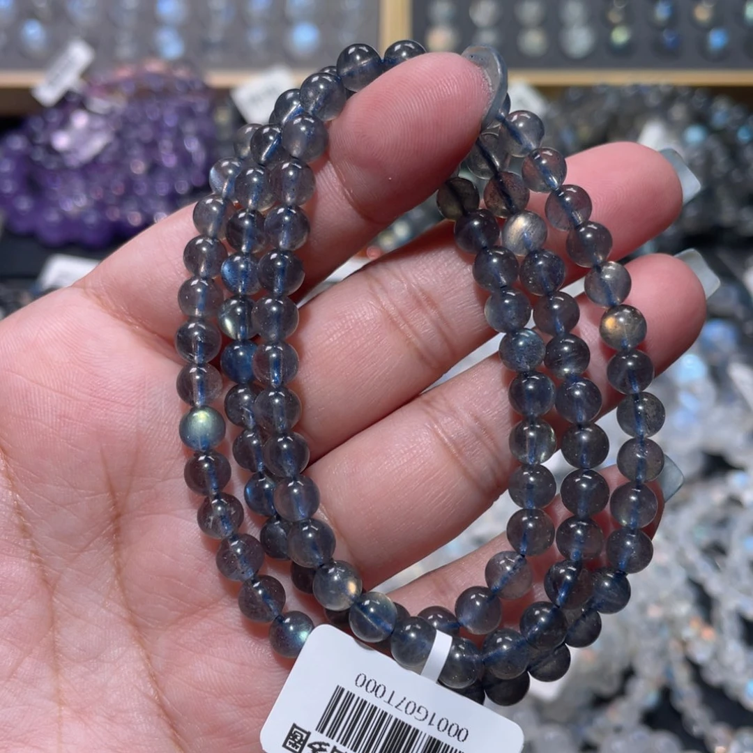 手链未镶嵌长石黑体灰月光手链多圈5.5mm