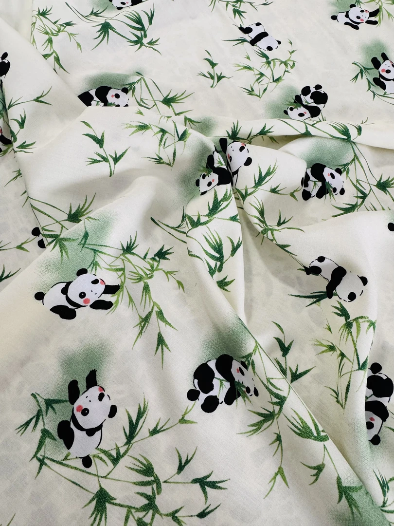 【熊猫抱竹】新款绵绸布料