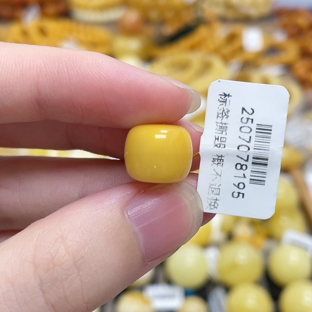 蜜蜡未镶嵌珠宝奇石老型珠满蜡鸡油黄12.5mm瑕