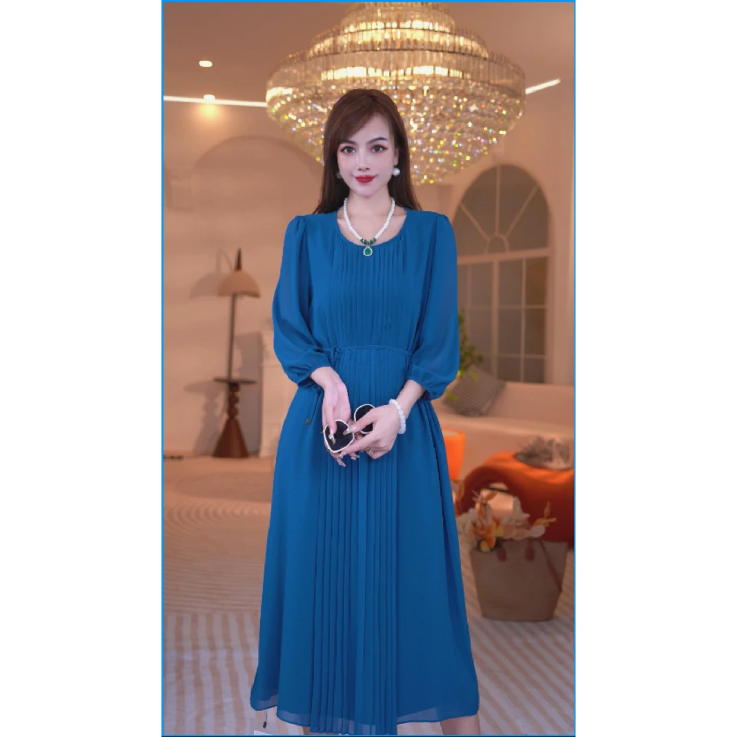 暖长裙夏季宴会树脂固色气质法式优雅长款短袖连衣裙2553