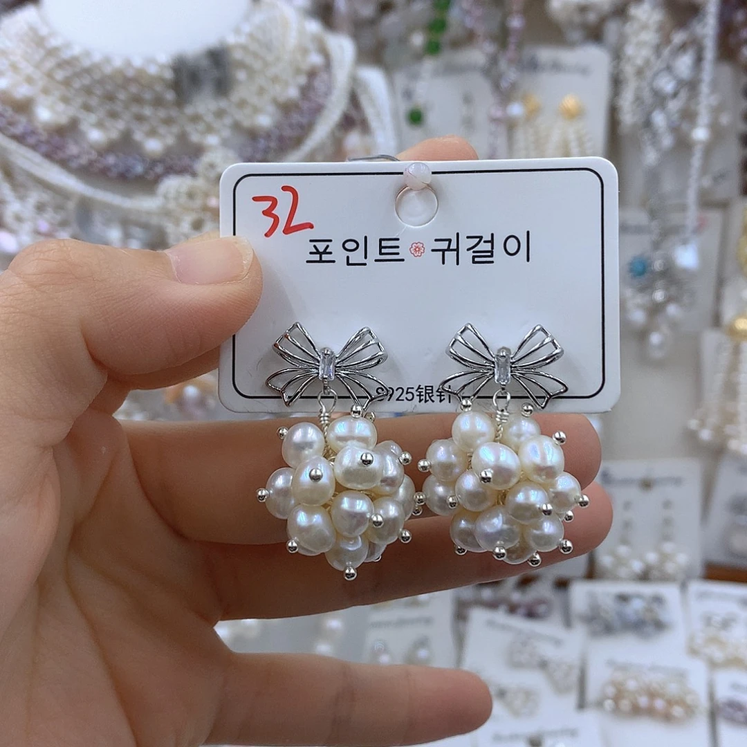 淡水珍珠银S925镶嵌项链耳饰