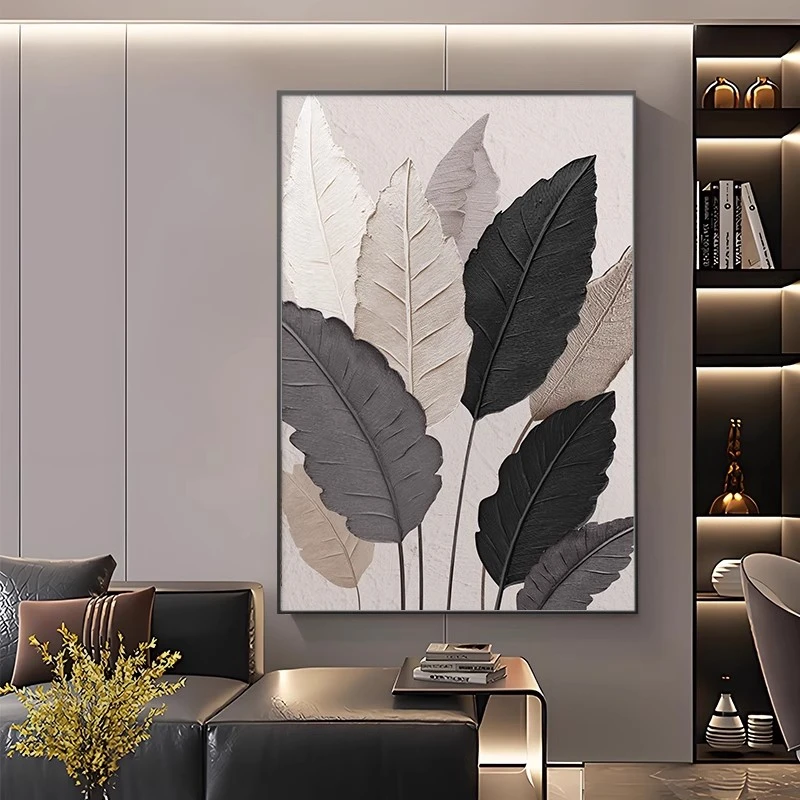家大业大客厅砂岩装饰画黑白灰风格沙发背景墙挂画高级感玄关挂画