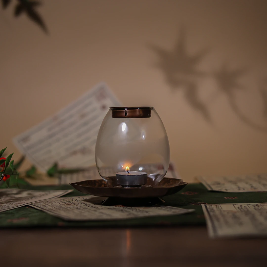 斋居 稻壳色三角稻香烛台茶道零配（春喜铜0429）