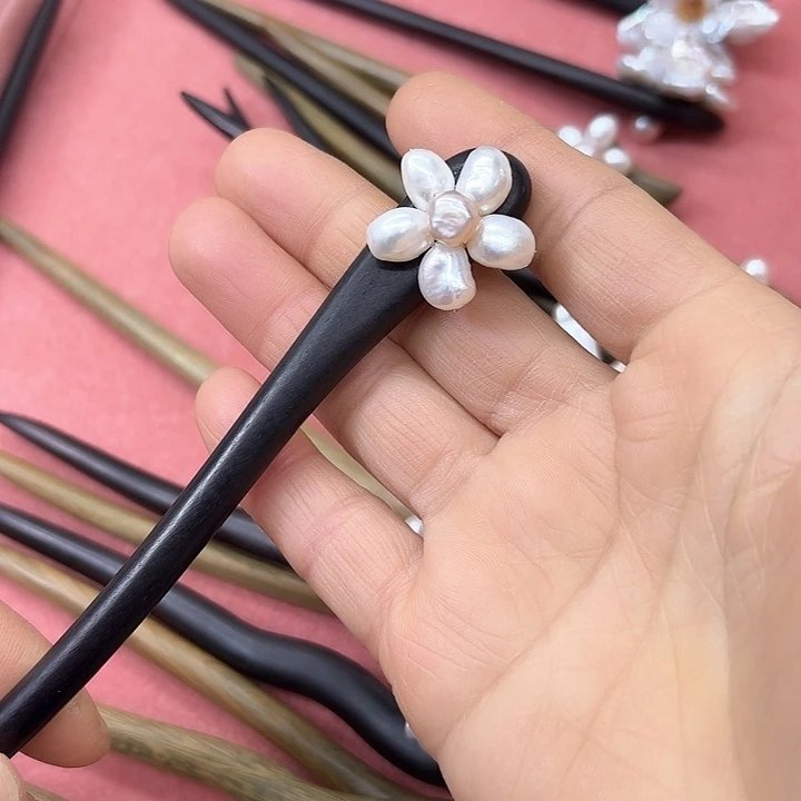 淡水珍珠发饰银S925镶嵌