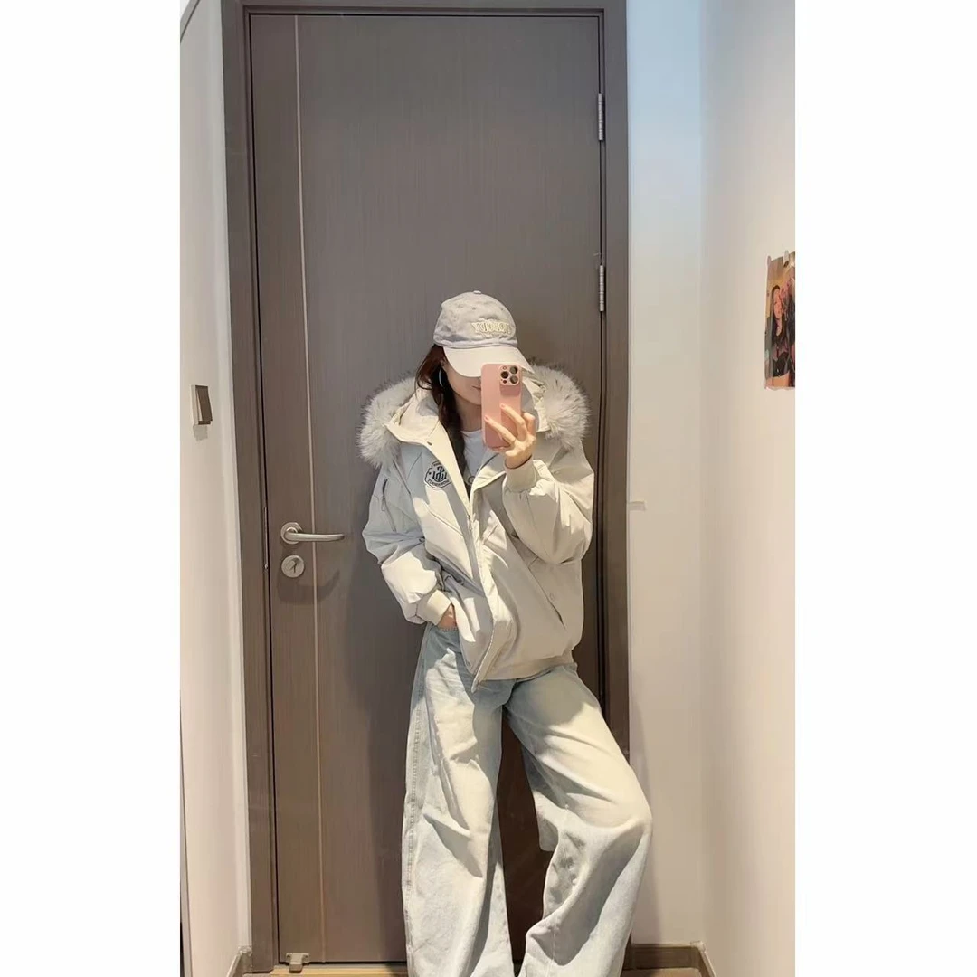 大毛领【加绒/加棉】工装女冬季新款加厚保暖棉衣韩版派克棉袄外套