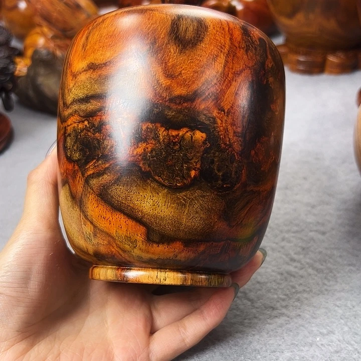 我**铁老挝大红酸枝茶叶罐一个