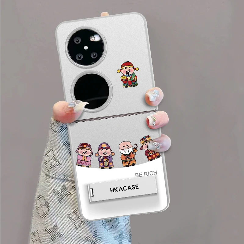 适用华为pocket2手机壳弯弯财神折叠屏无边框全包保护套