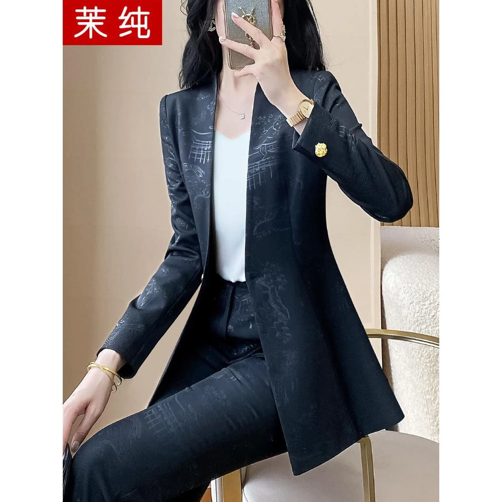 套装洋气女显瘦新款黑色气质秋冬国风西服高级感轻奢洋气2025工服