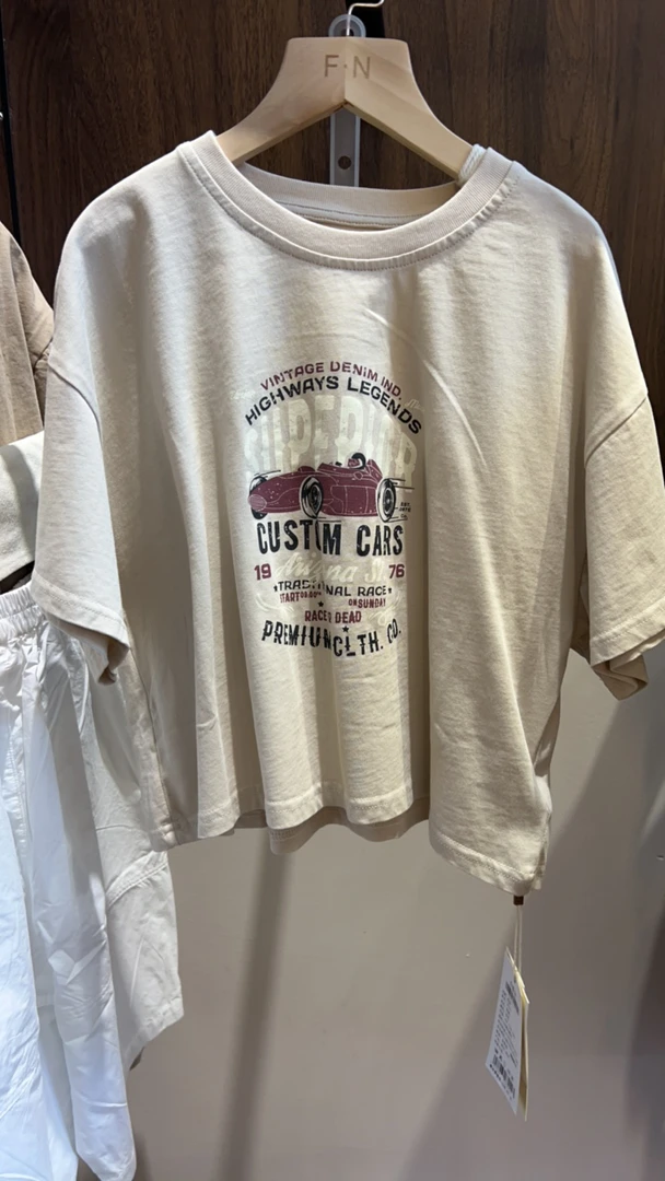 短袖慵懒风明线装饰耐磨绑带T恤短款拼接幂式穿搭