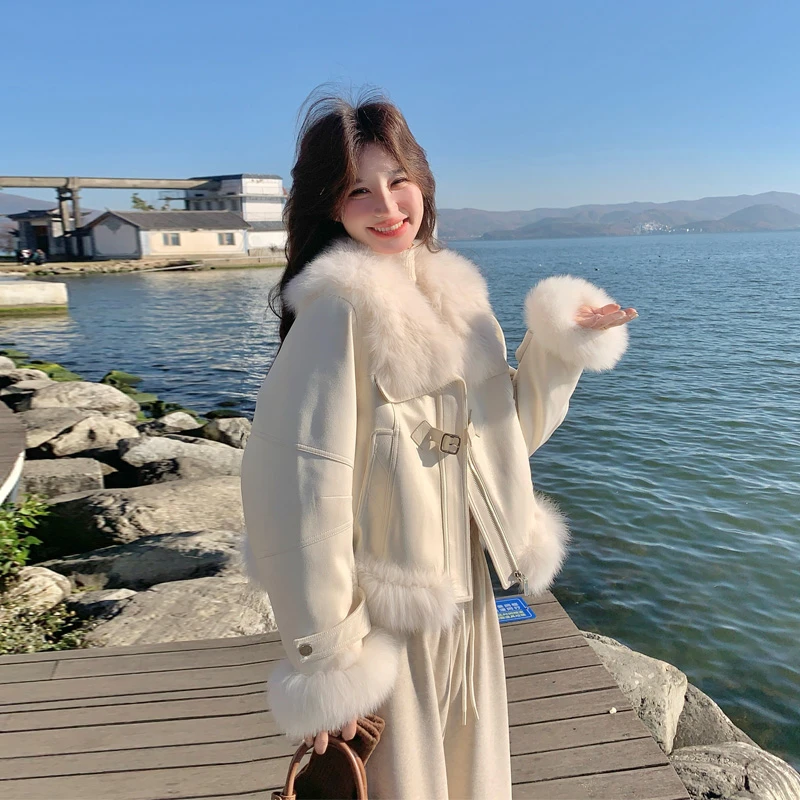 富家千金风狐狸毛领羽绒服2025冬季新款氛围感复古轻奢时尚派克服