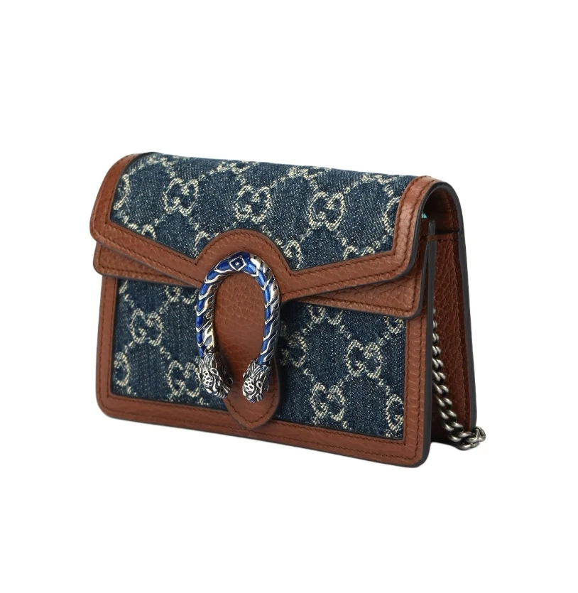 99新 GUCCI/古驰 棕拼丹宁酒神mini