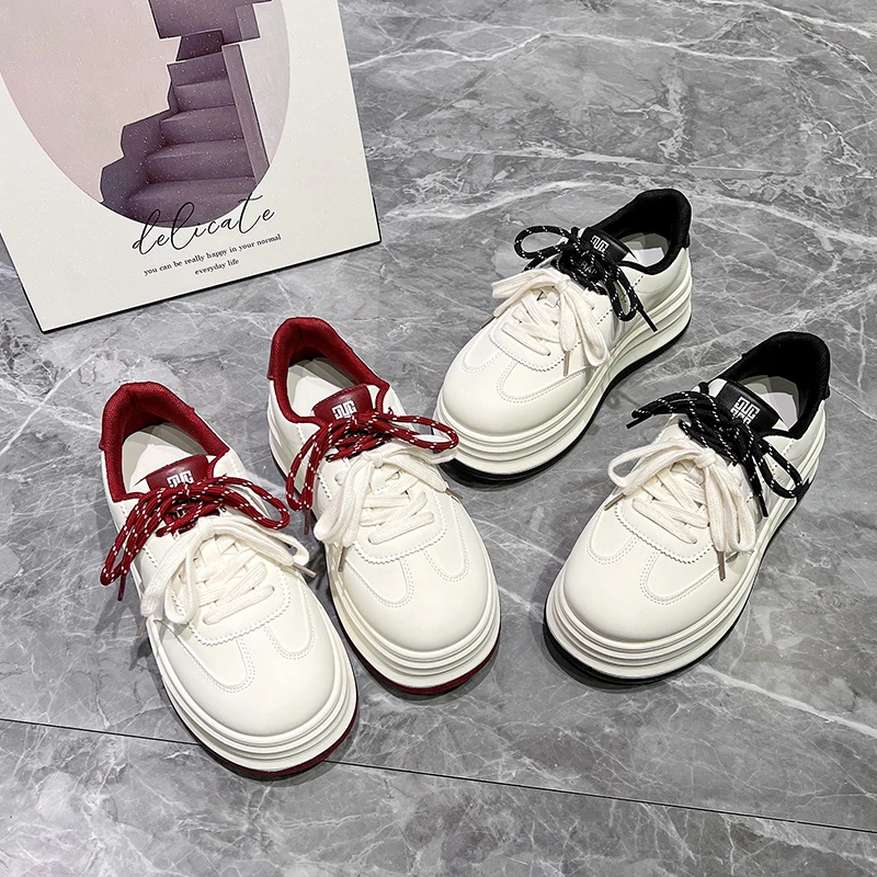 【一年质保】秋季厚底小白鞋双鞋带设计厚底款运动休闲女鞋