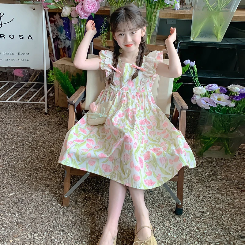 女童夏款连衣裙2024夏季新款儿童甜美洋气韩版碎花连衣裙X12301