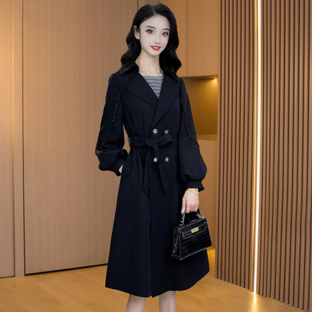 【恋晚】风衣外套女2025新款爆款小个子中长款杭州意法高端品牌大衣