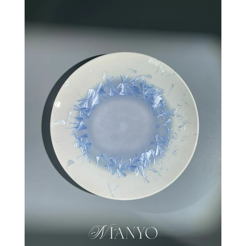 廿釉Q.155-79 f 月光烟青 大圆盘 果盘 陶瓷 碟子 盘子 送礼