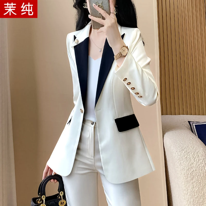 西装外套女今年流行白色拼接小西服高级感气质名媛高级感职业洋气