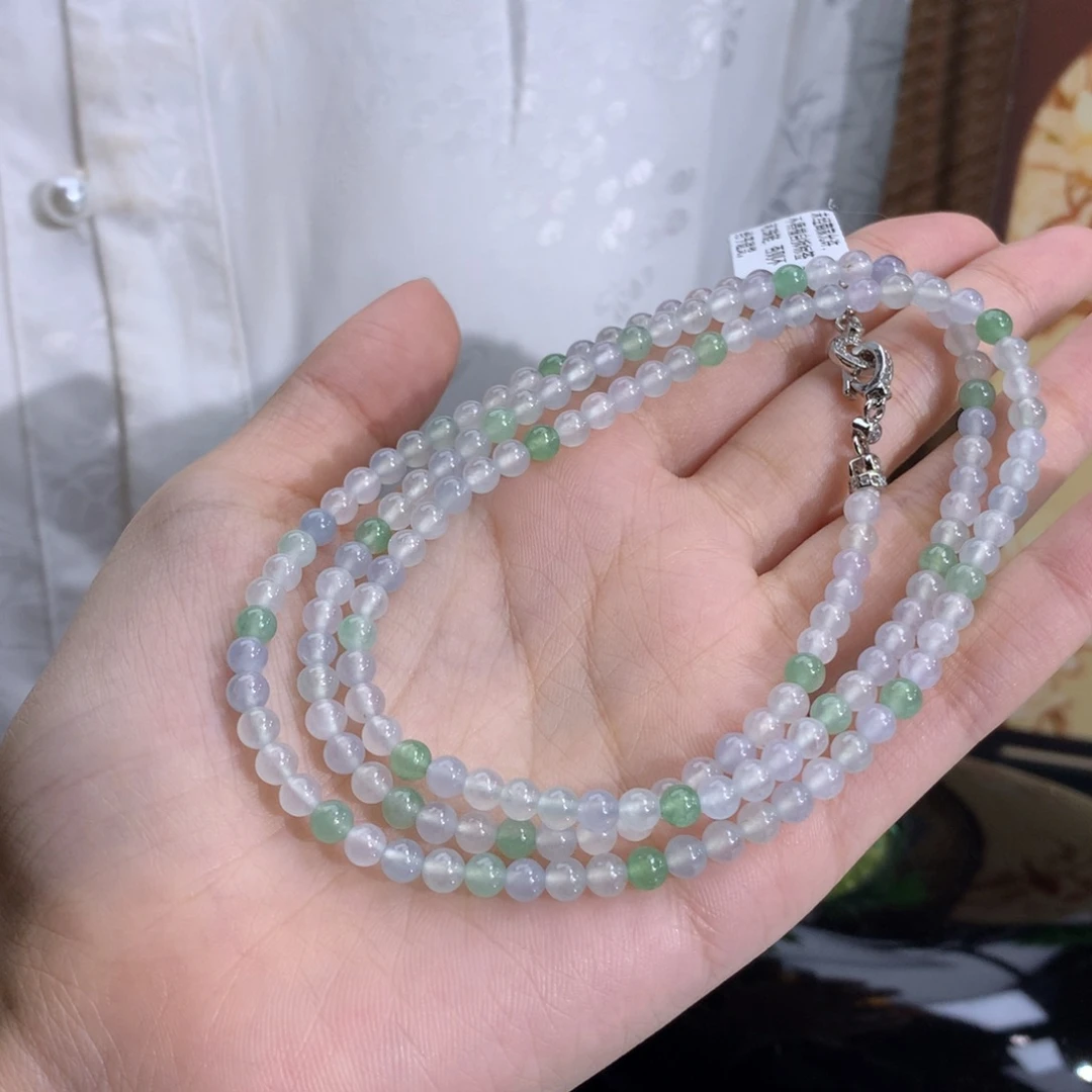 翡翠未镶嵌手串卡4.5冰胶马卡龙