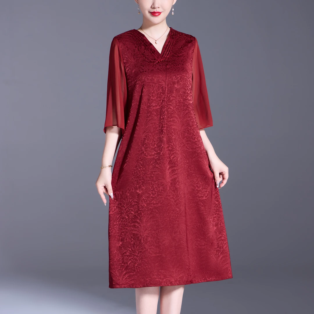 洛玺曼仿桑蚕丝连衣裙