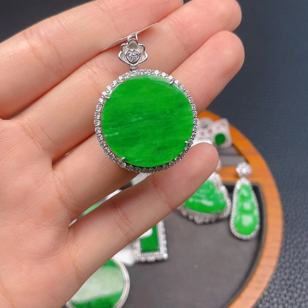 翡翠吊坠(不含链)银S925镶嵌
