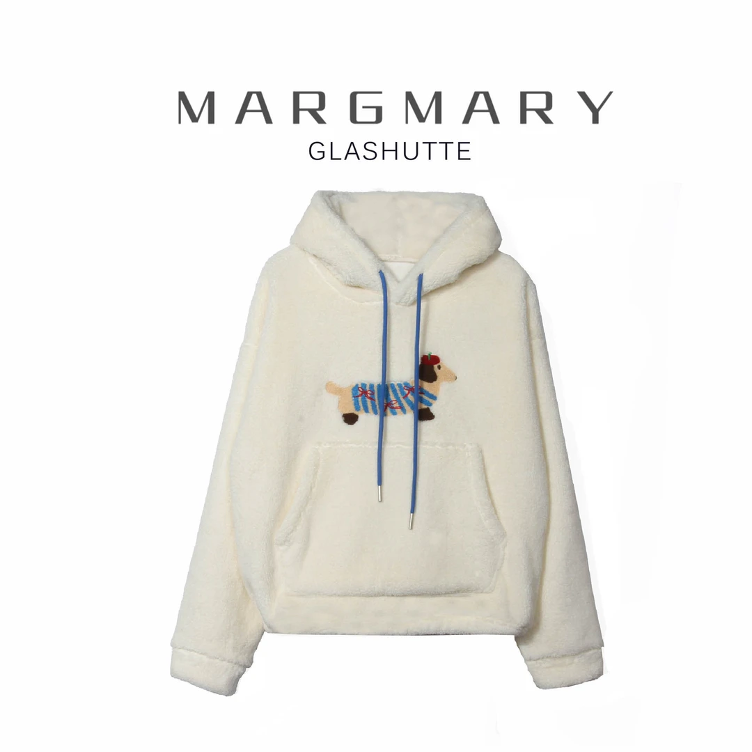 2024冬季设计师新款休闲时尚百搭潮流舒适小狗刺绣连帽卫衣