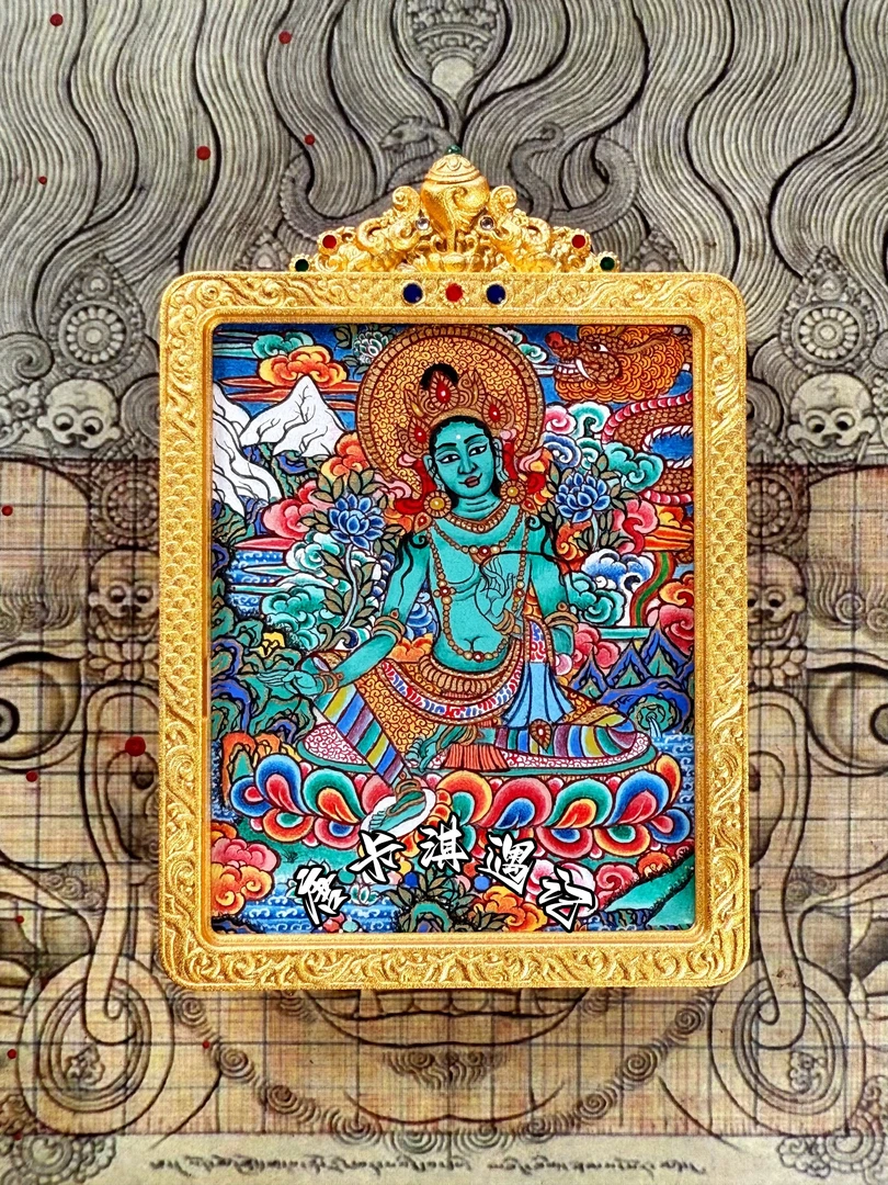【绿度母唐卡合集】青海热贡纯手绘矿料｜4*5cm｜精品小唐卡吊坠