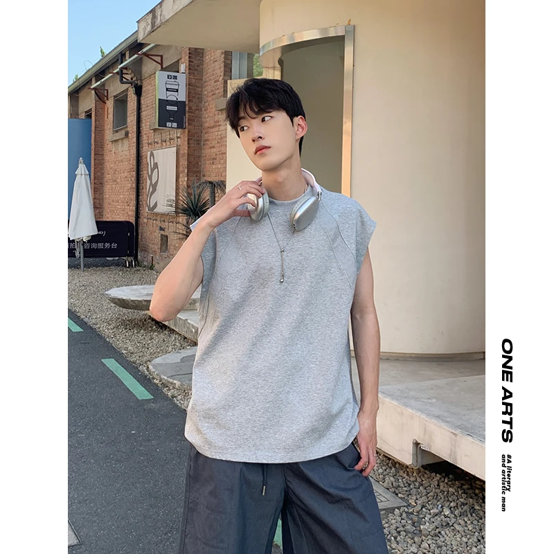 【ONEARTS背心】无袖背心男夏季休闲运动坎肩宽松慵懒圆领马甲上衣