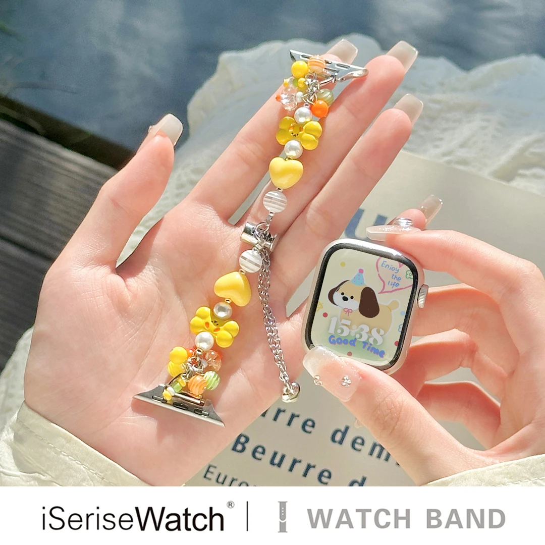 iserisewatch适用iwatchs10表带苹果手表多巴胺爱心骨头夏季可爱