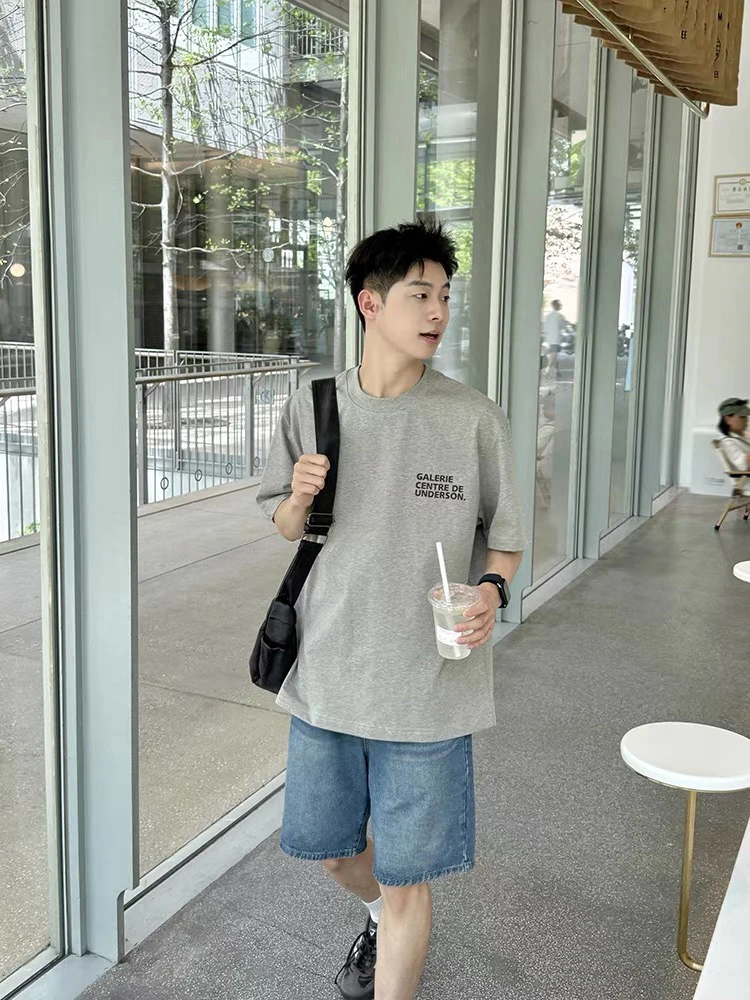 纯棉印花学生T恤上衣潮流宽松薄款百搭夏季休闲新款男士t恤短袖