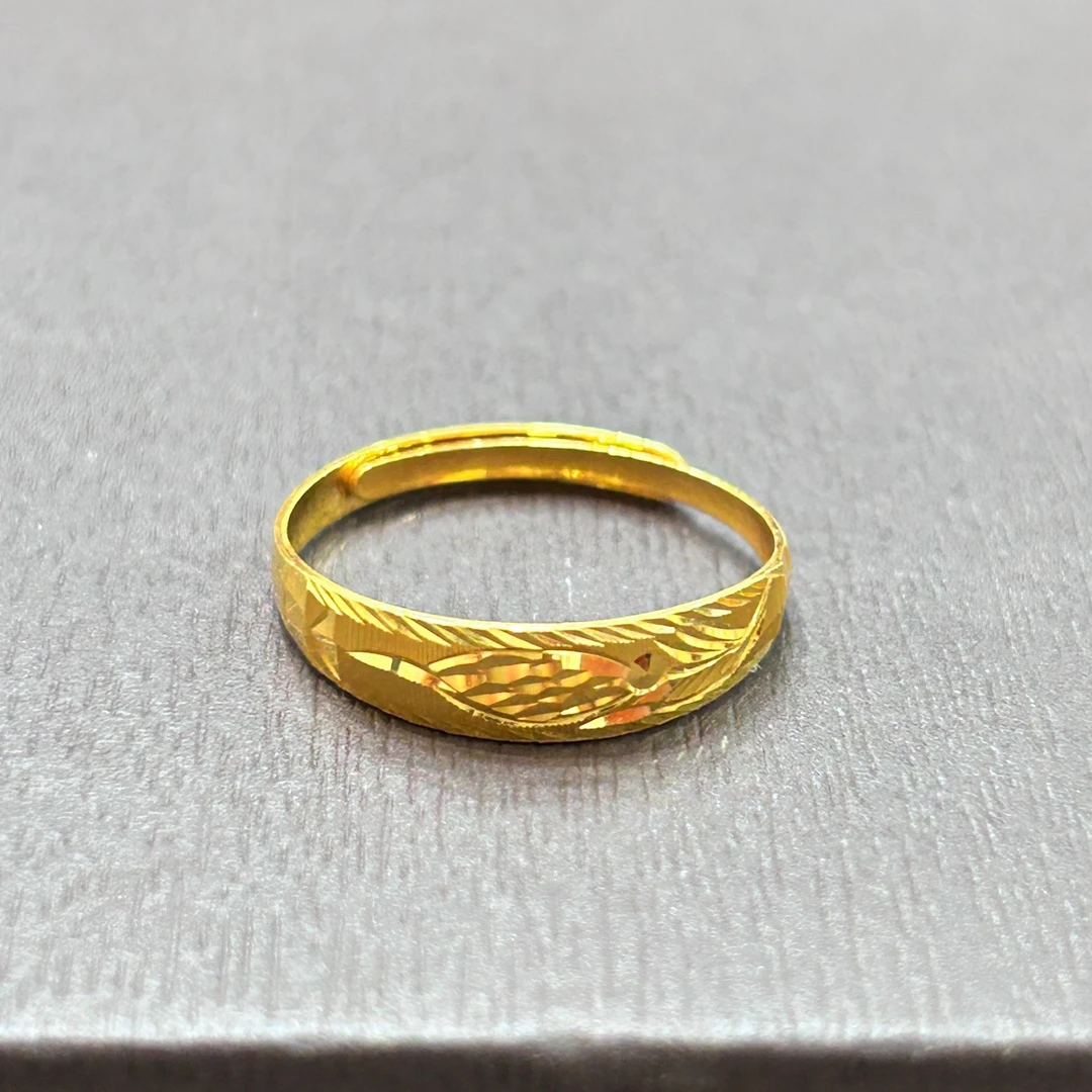 【店长专享】足金999投资金攒黄金车花凤羽戒ZBHJJ450克重多退少补