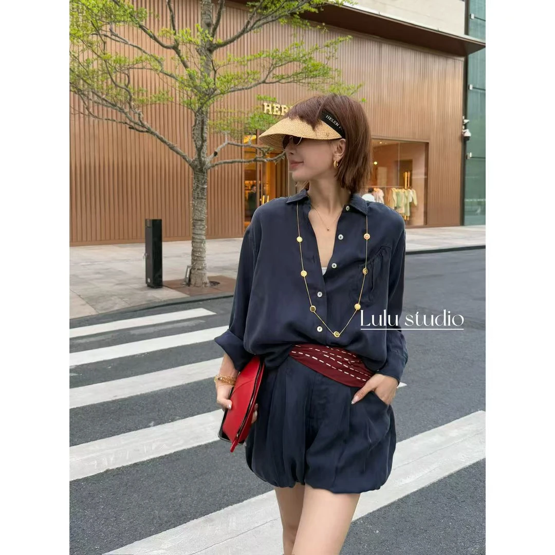 Lucky Unique60铜氨丝40人丝爱的恋歌女士纯色衬衫套装 50769S