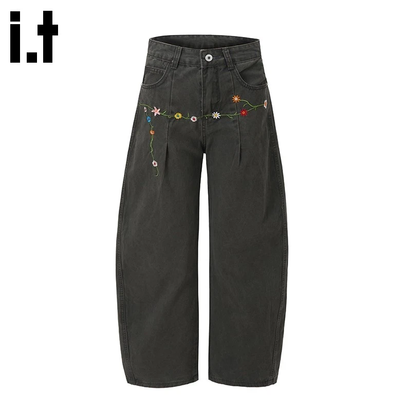 i.t:CHOCOOLATE弯刀休闲裤男士秋冬新款高级感痞帅刺绣阔腿长裤子