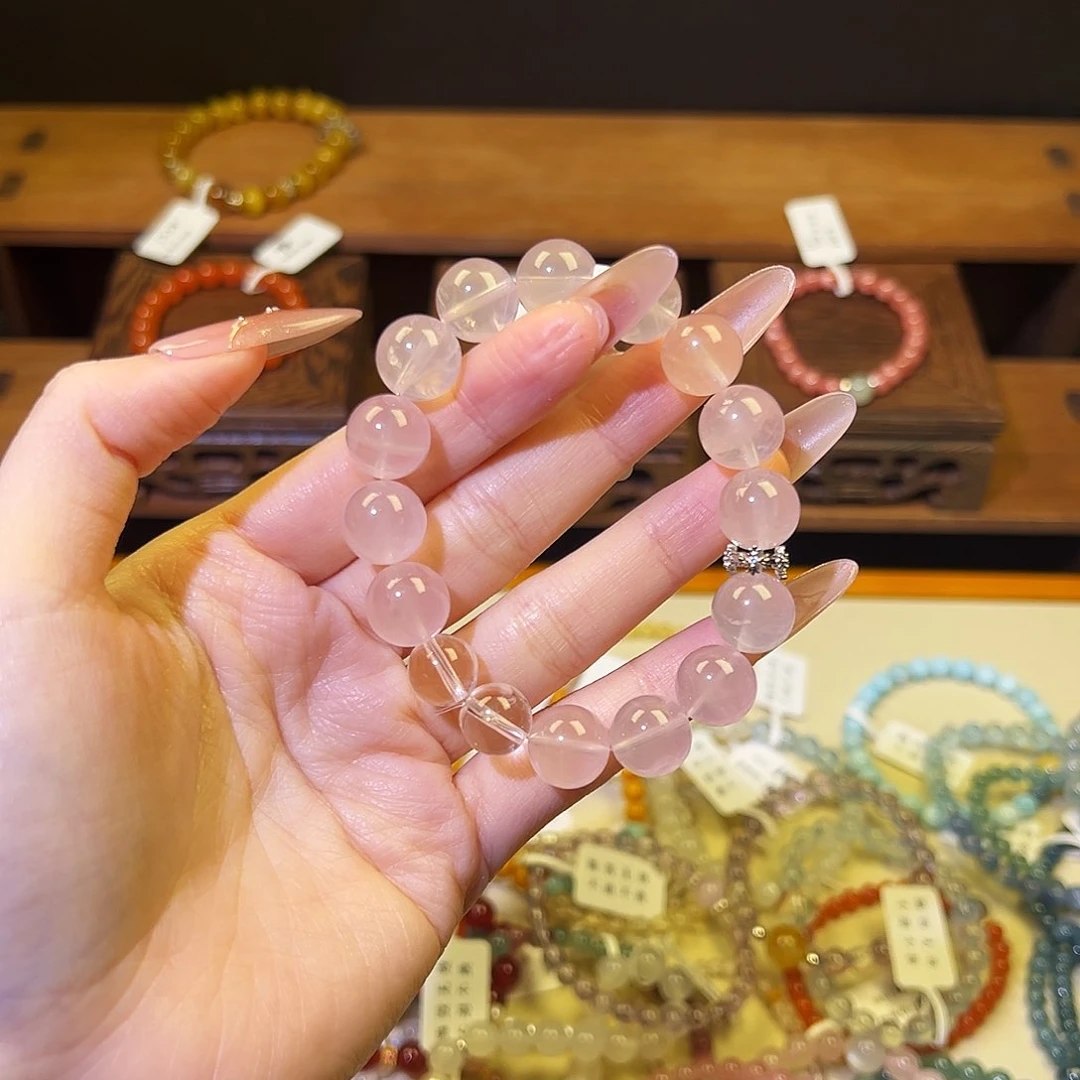 水晶手链银S925镶嵌一***酱粉水4078