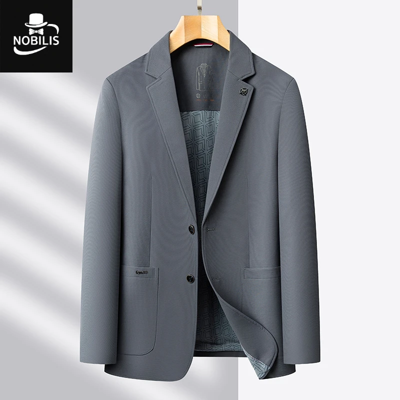 春夏薄款西服男时尚垂感商务正装休闲西装外套男单西便服男装上衣