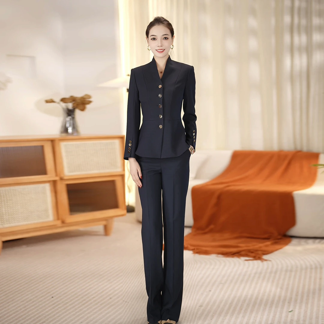 2025秋季新款V领西装套装气质时尚女神范套装春秋冬三季可穿（355）