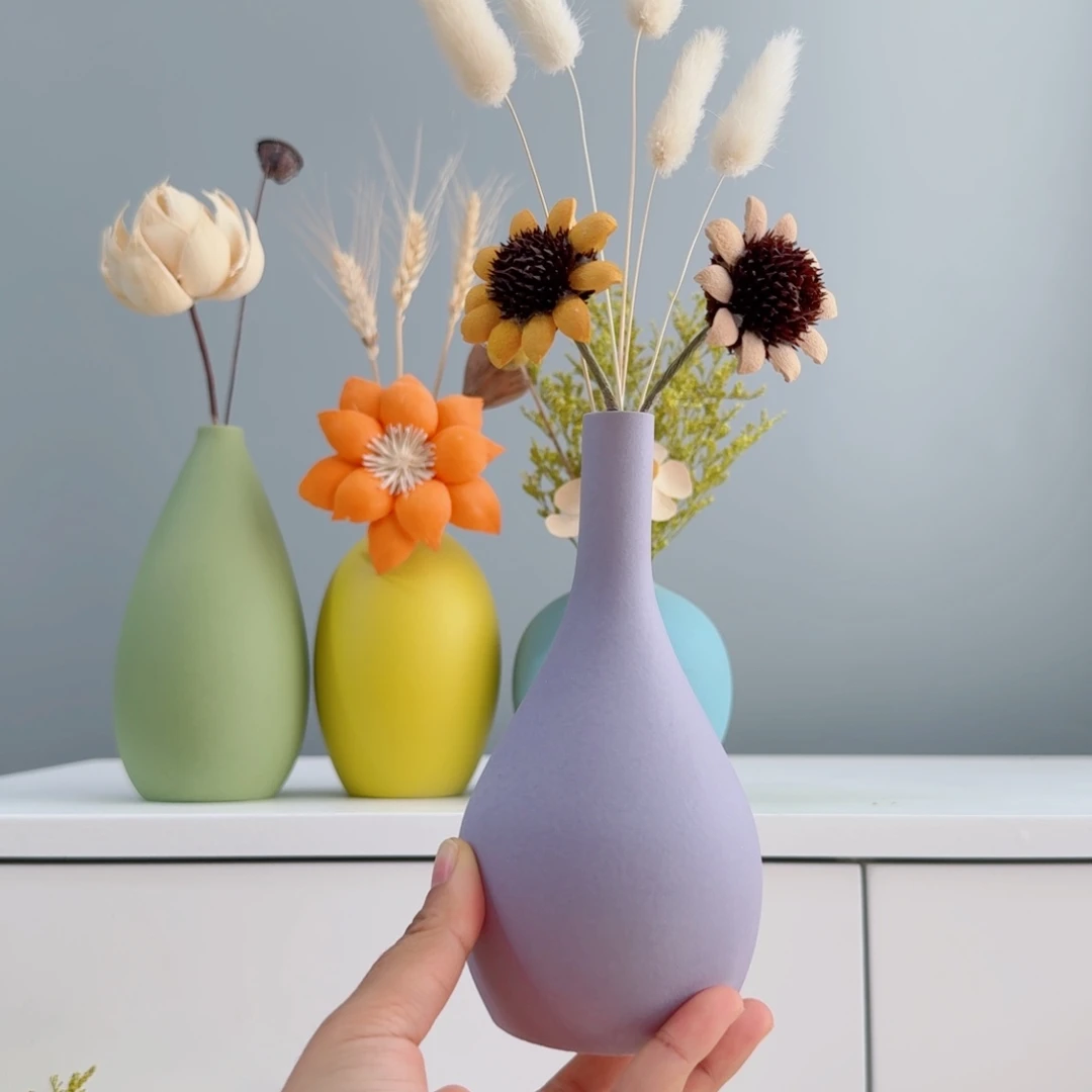 摆件陶瓷花瓶摆件含花总高约20-30cm