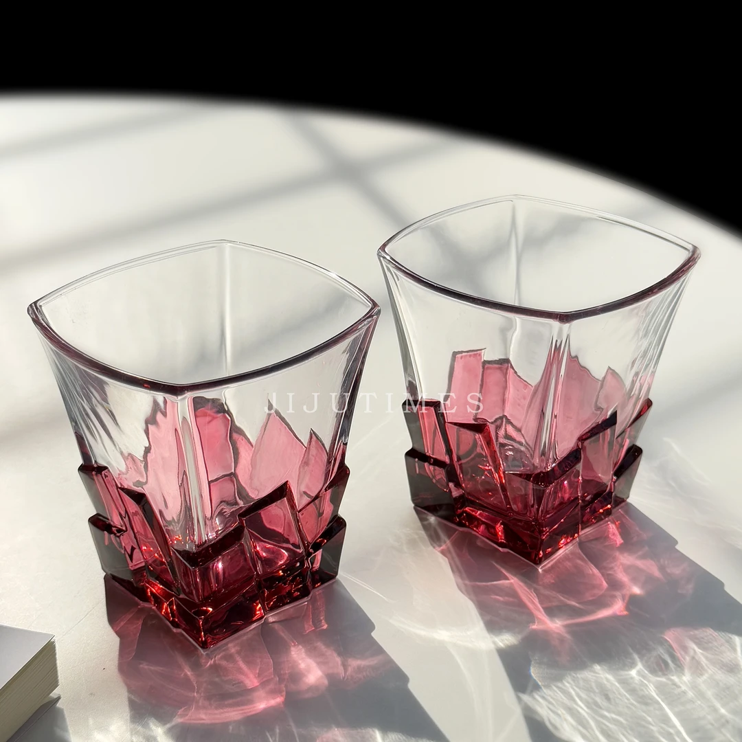 氛围感粉色限定冰块杯饮料杯玻璃杯轻奢威士忌酒杯杯子洋酒杯杯子