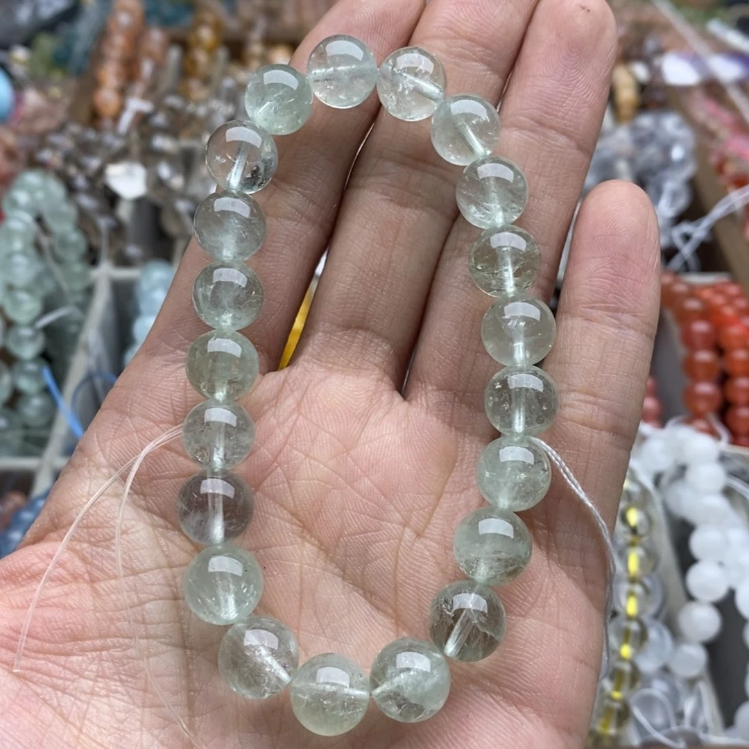 迷***瞪未镶嵌玛瑙/玉髓珠宝半成品一条10mm绿水晶手链天然
